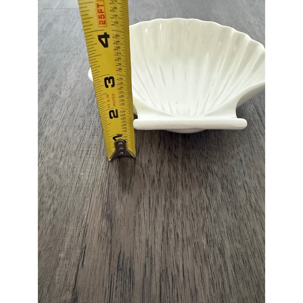 Oven Proof White Ceramic Seashell Trinket Candy Dish Coastal Beach Decor 6.5" - Picture 8 of 8
